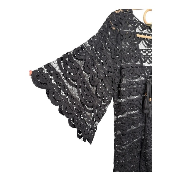Spiaggia Dolce Black Sweet Beach Tassel Tie Cover Up Size Large 5721-009 NWOT - Picture 2 of 8